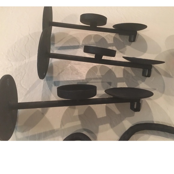 Ganz Set/3 Wrought Iron Wall Mount Sconces Purple Glass Candle Holders - Picture 5 of 10